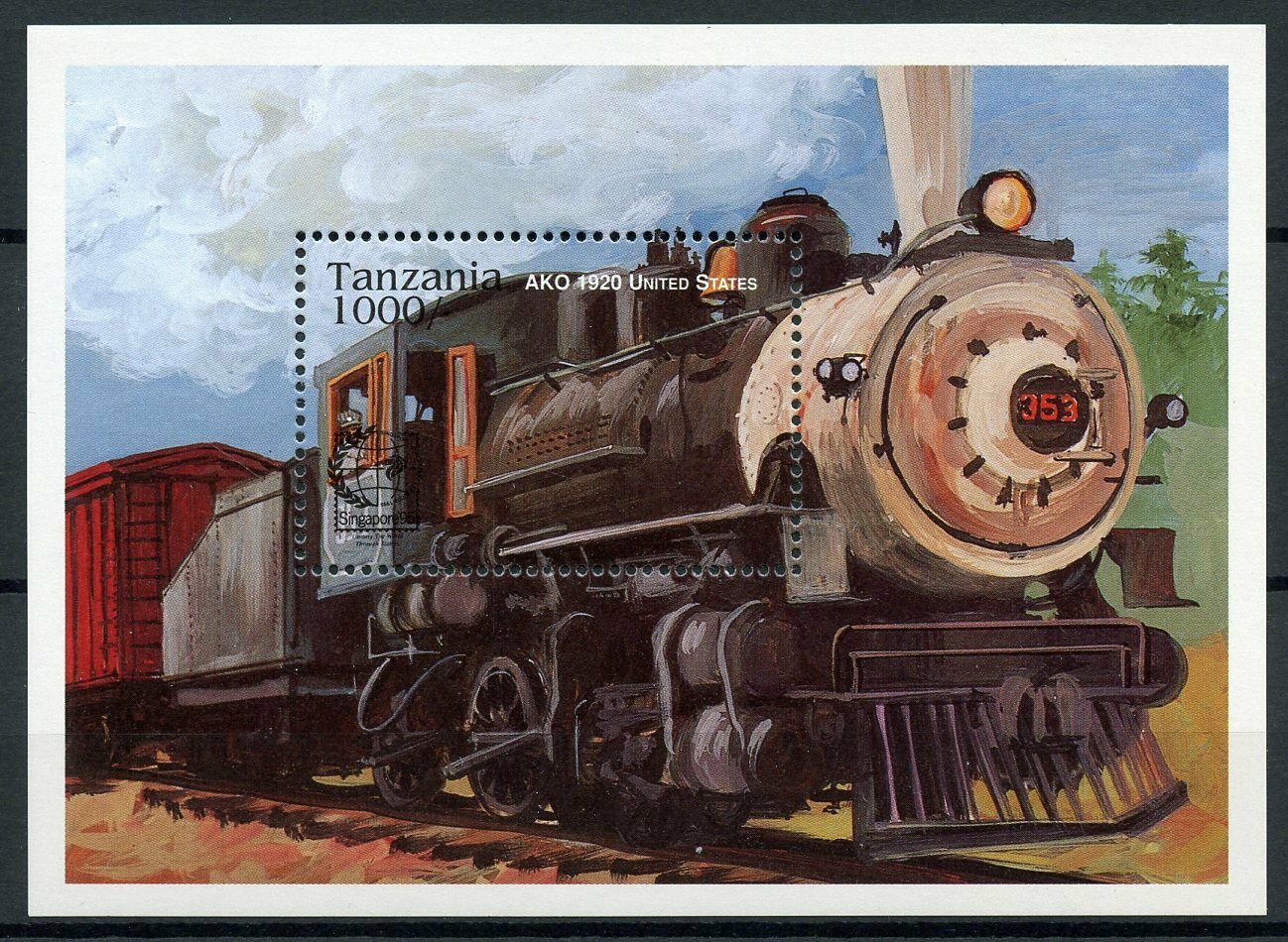 Tanzania 1995 MNH Trains of World Stamps Singapore '95 Railways Rail 1v S/S III