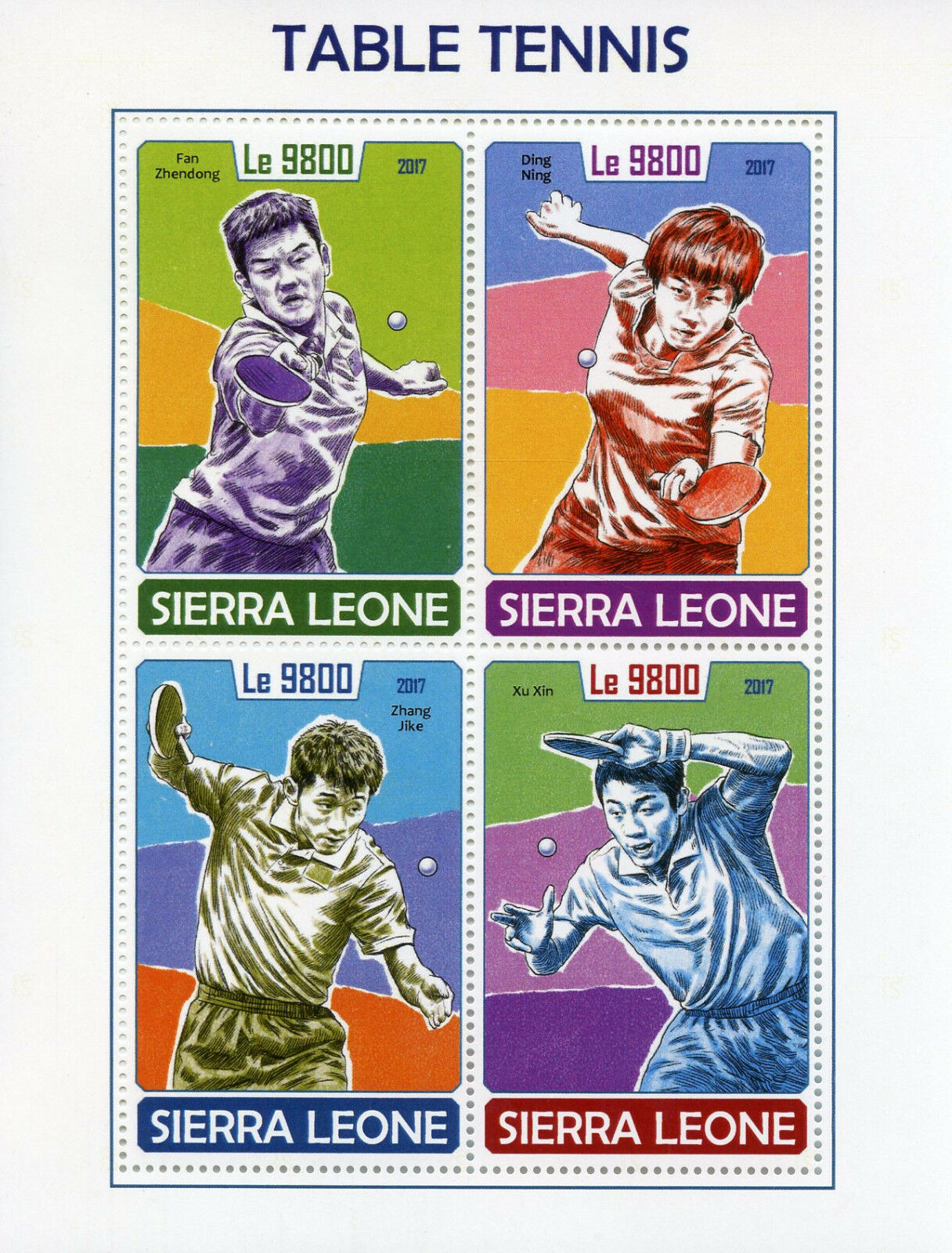 Sierra Leone 2017 MNH Table Tennis Ding Ning Zhang Jike 4v M/S Sports Stamps