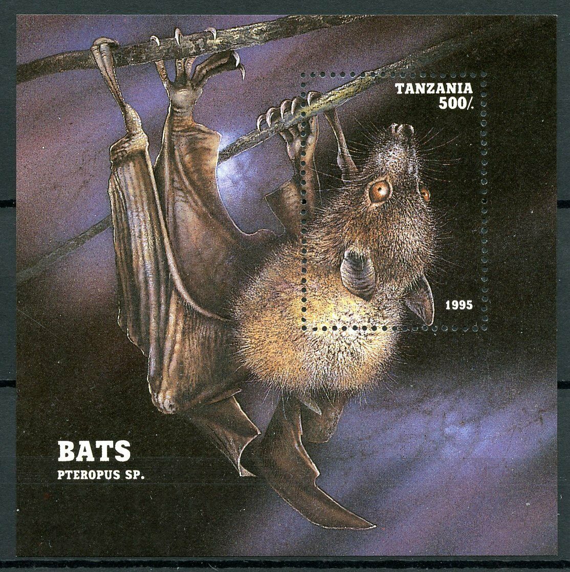 Tanzania 1995 MNH Wild Animals Stamps Bats Flying Mammals Fauna 1v M/S