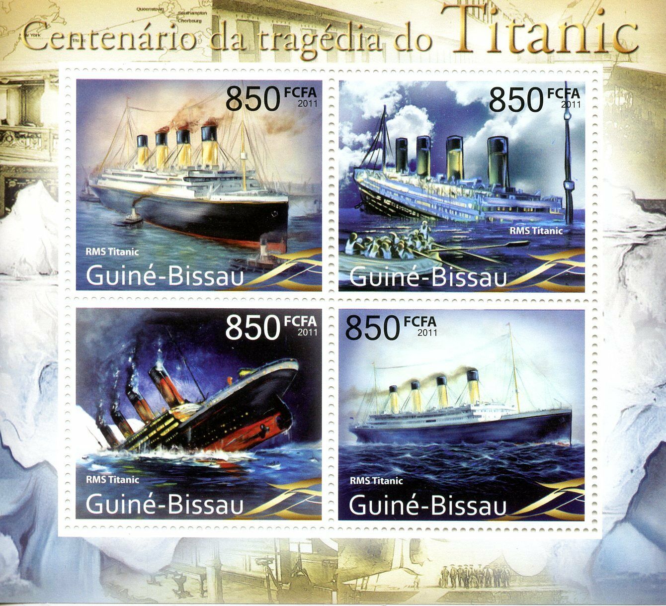 Guinea-Bissau 2011 MNH Titanic Centenary Tragedy 4v M/S Ships Sinking Stamps