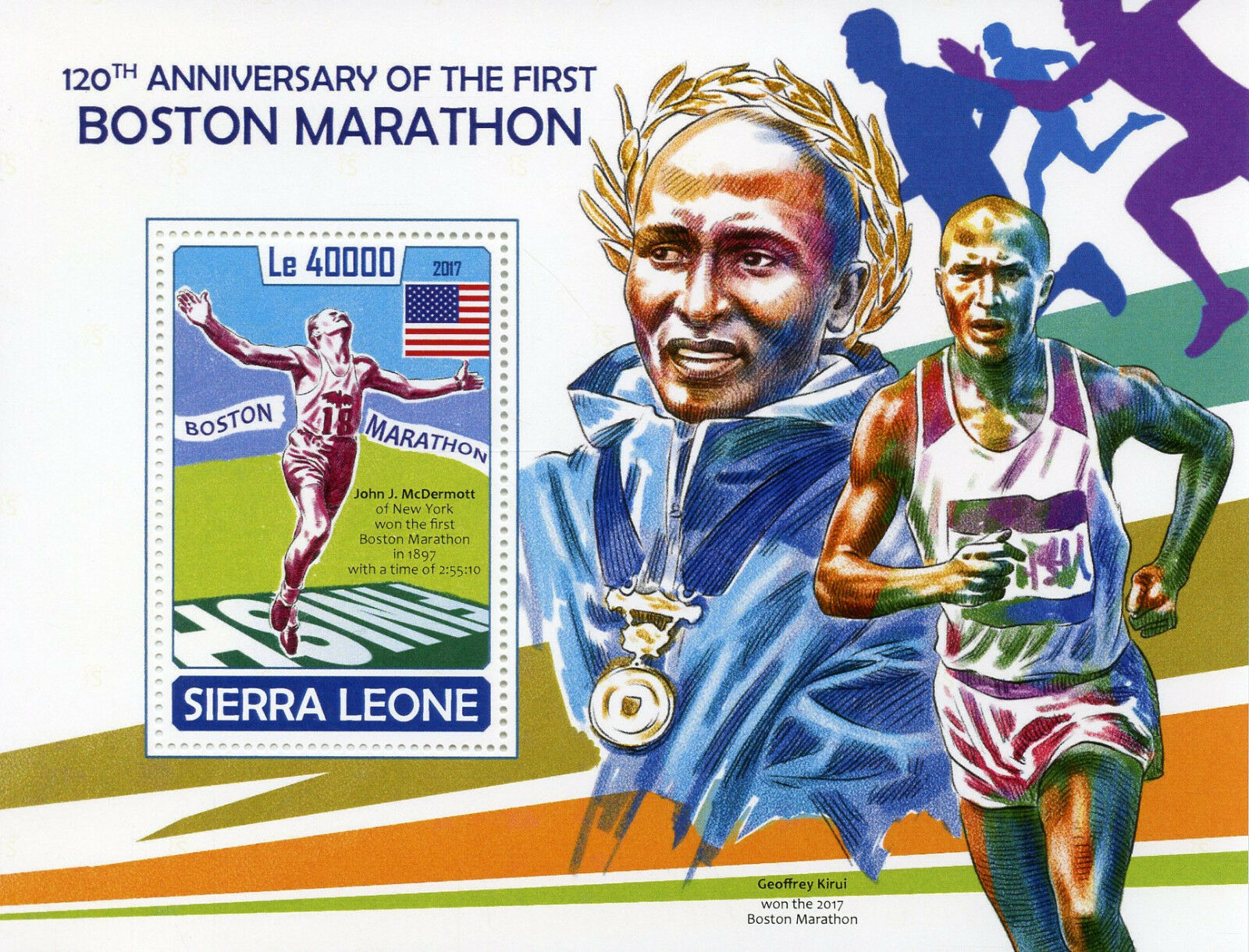 Sierra Leone 2017 MNH Boston Marathon John J. McDermott 1v S/S Sports Stamps