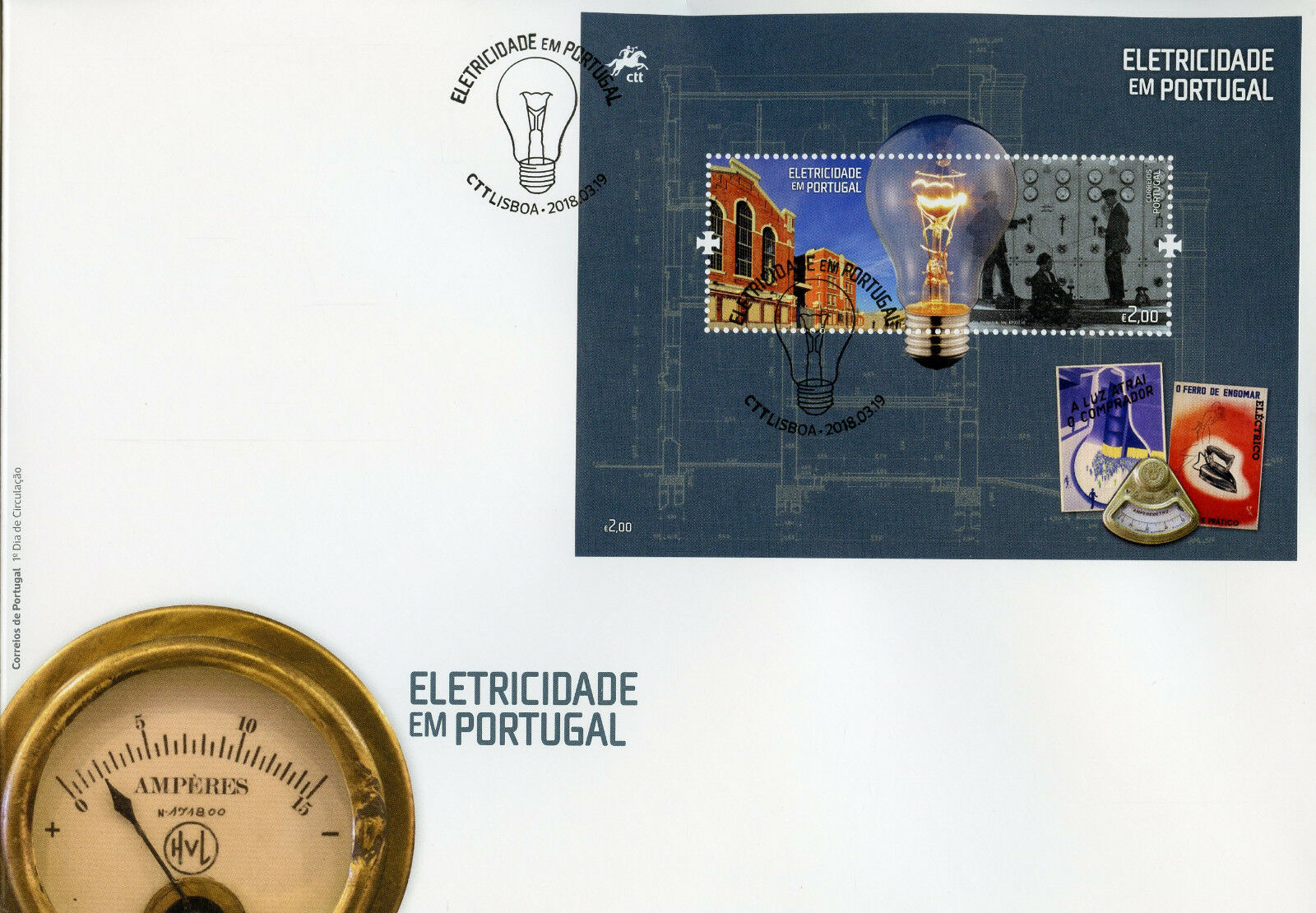 Portugal 2018 FDC Electricity 1v M/S Cover Sciece Technology Industry Stamps