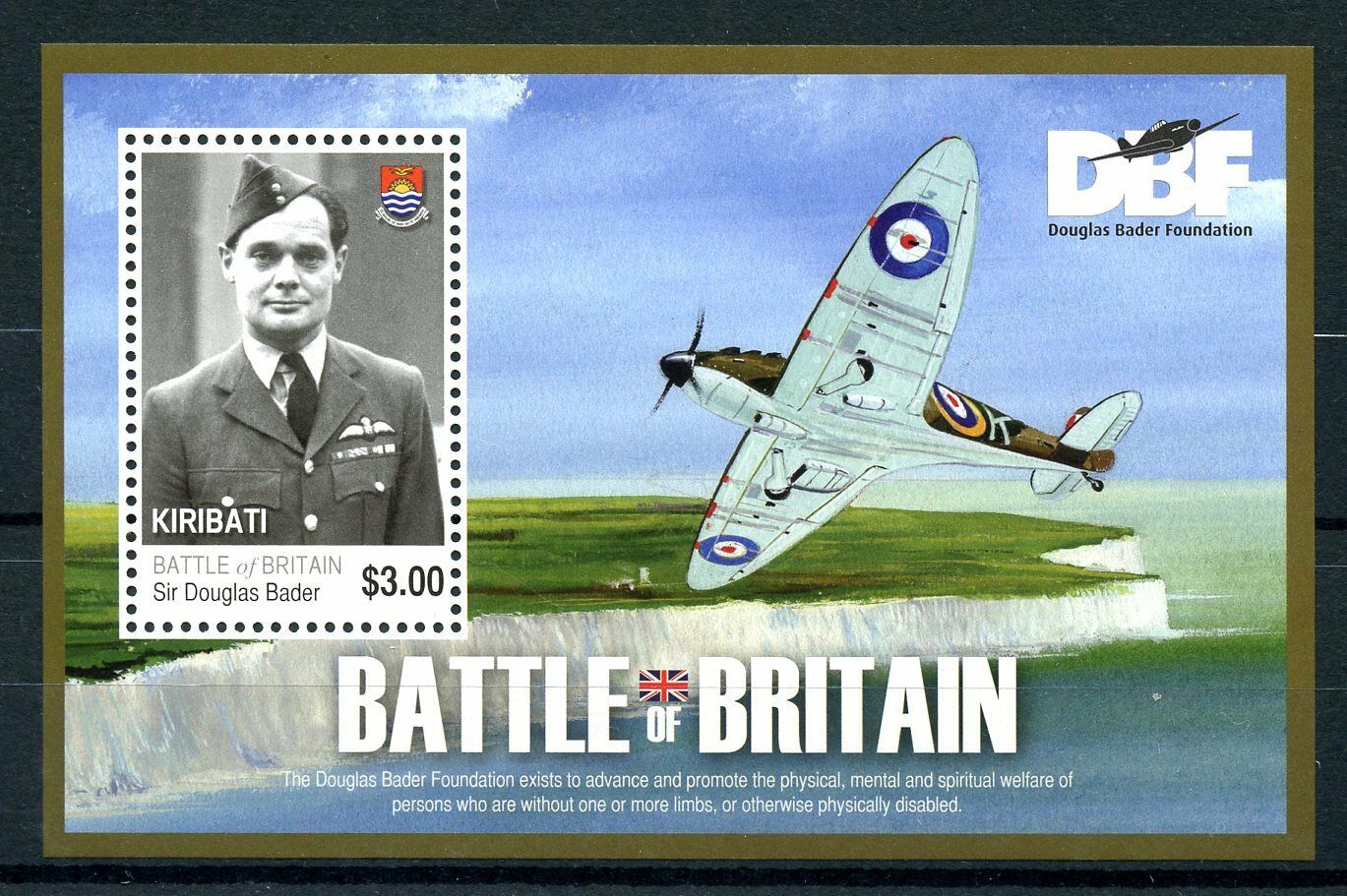 Kiribati 2010 MNH Military Stamps WWII WW2 Battle of Britain 70th Anniv Douglas Bader 1v M/S