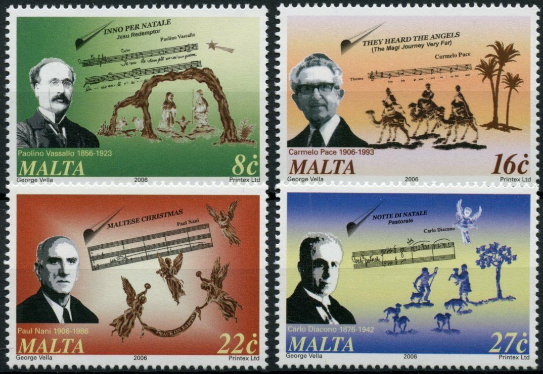 Malta Christmas Stamps 2006 MNH Music Composers Carlo Diacono Paul Nani 4v Set