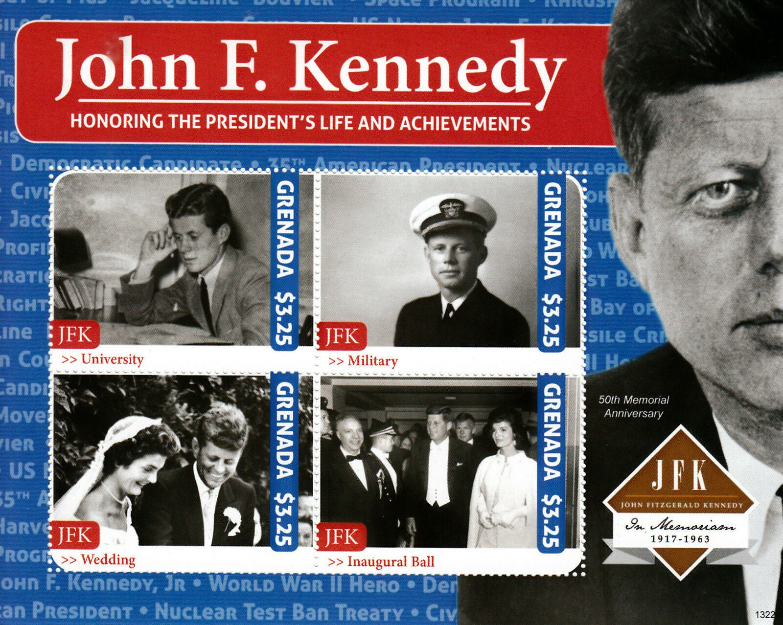 Grenada 2013 MNH John F Kennedy 50th Memorial 4v M/S JFK US President Life
