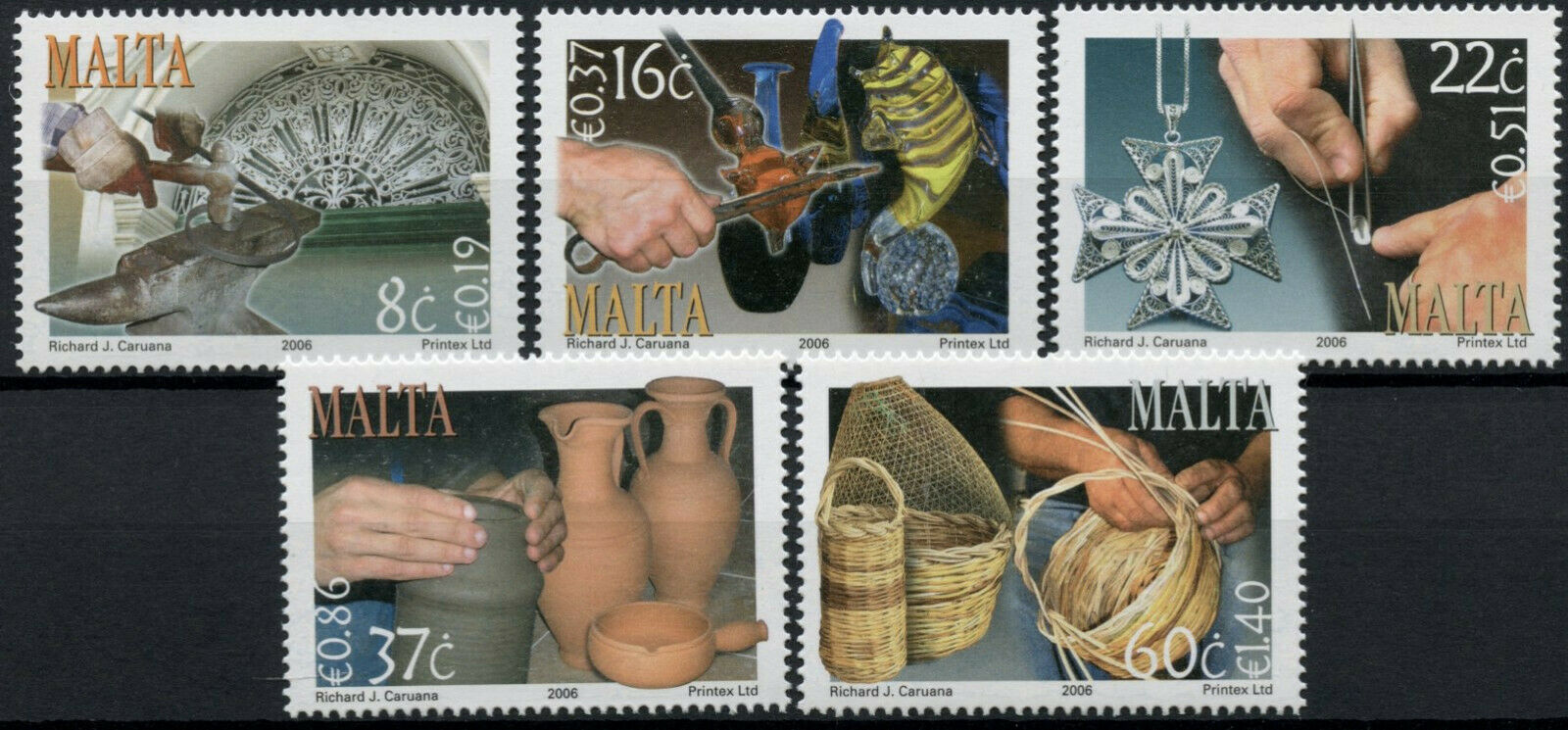 Malta Cultures Stamps 2006 MNH Crafts Basket Weaving Pottery Handicrafts 5v Set