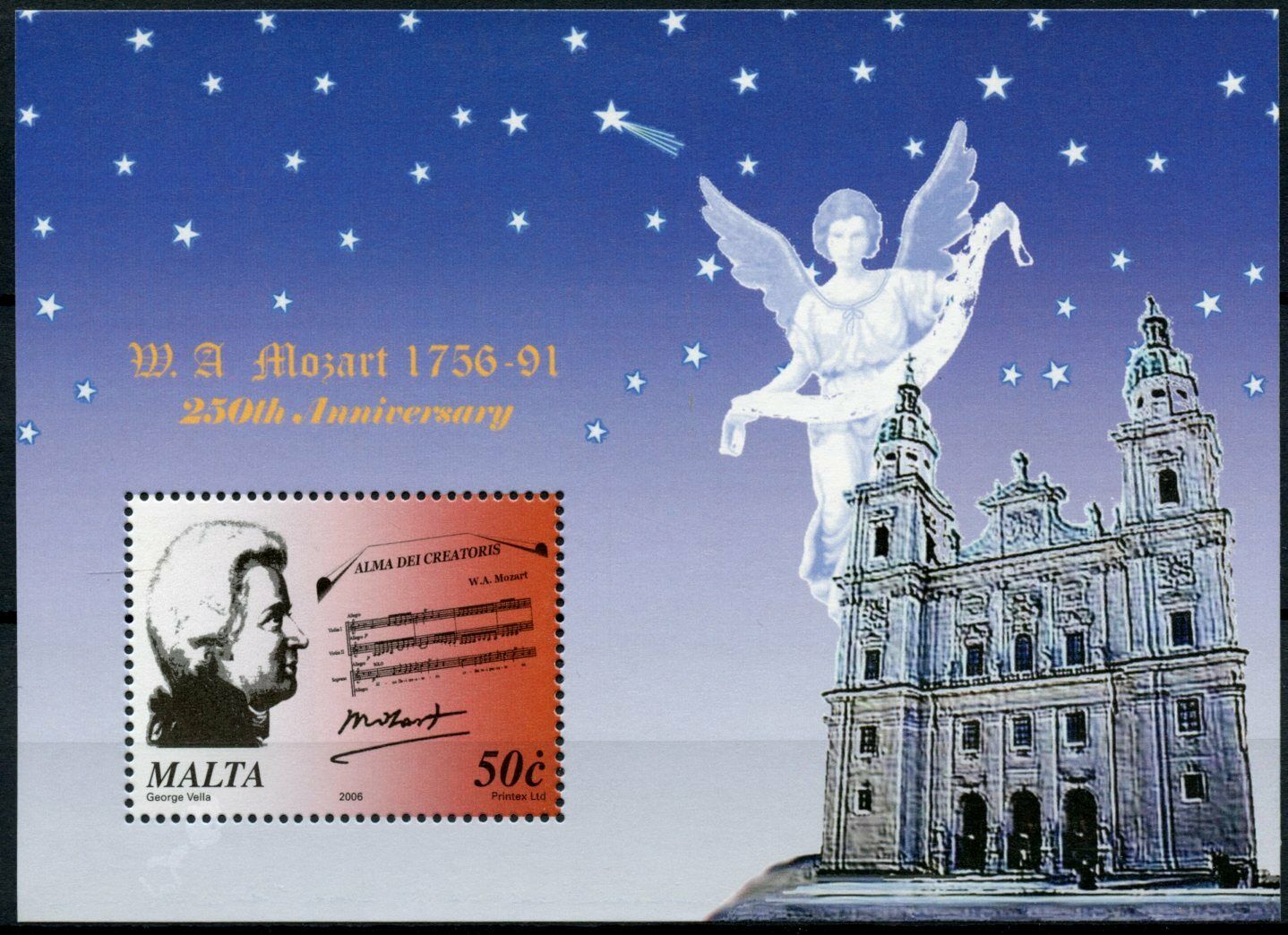 Malta Christmas Stamps 2006 MNH Music Composers Mozart Famous People 1v M/S