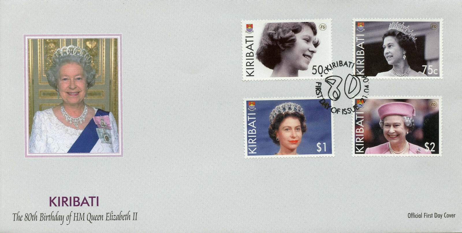 Kiribati 2006 FDC Royalty Stamps Queen Elizabeth II 80th Birthday 4v Set