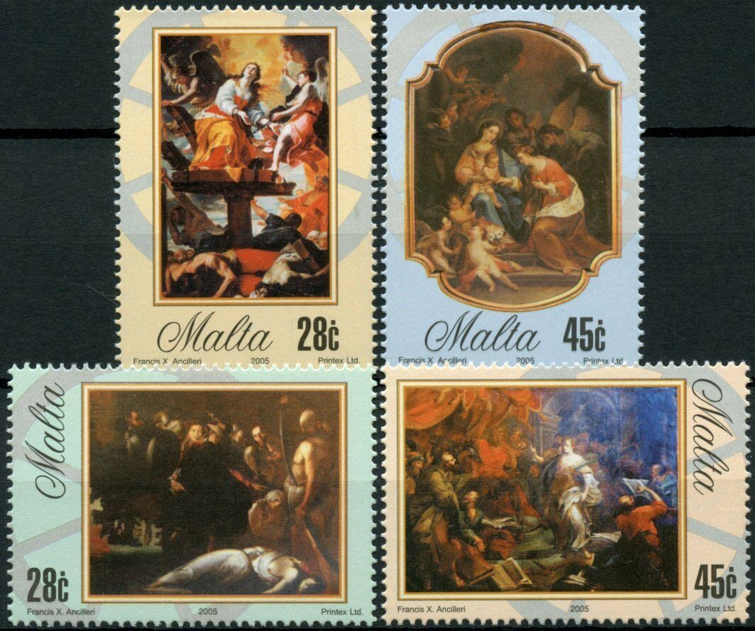 Malta Art Stamps 2005 MNH St Catherine in Paintings Saints 4v Set