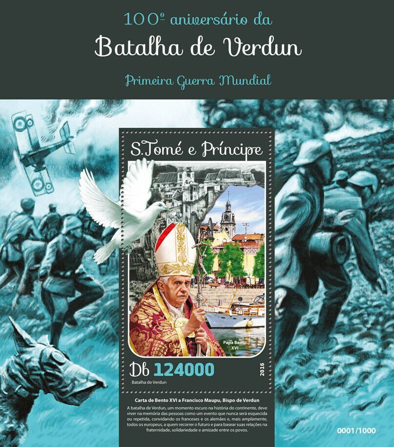 Sao Tome & Principe Military Stamps 2016 MNH WWI WW1 Battle of Verdun 1v S/S