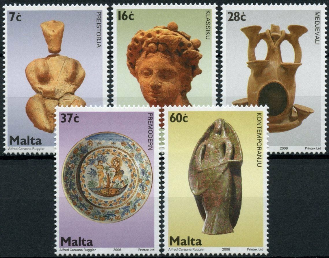 Malta Art Stamps 2006 MNH Ceramics in Maltese Collections Terracotta 5v Set