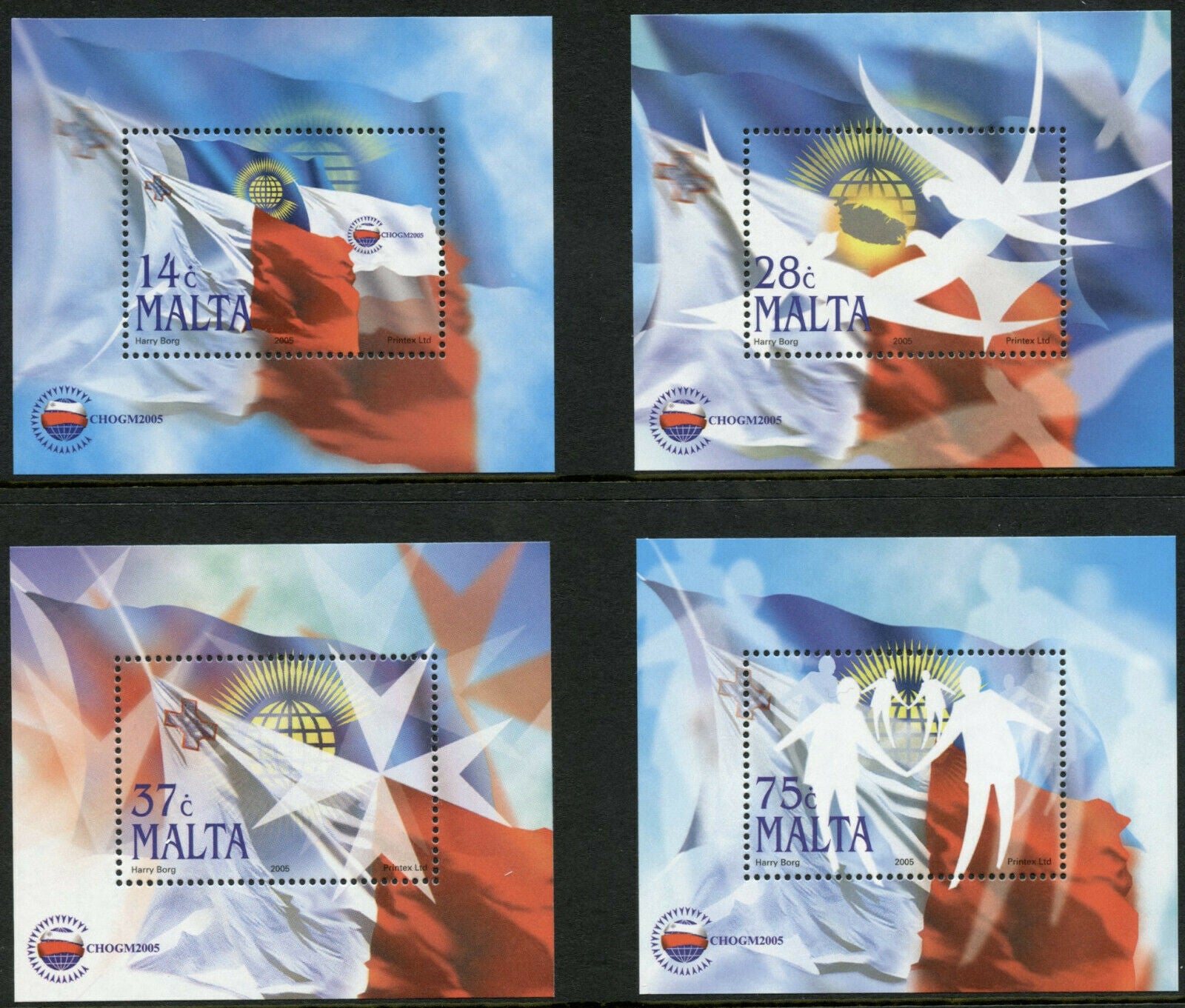 Malta Flags Stamps 2005 MNH CHOGM Commonwealth Heads of Government 4x 1v S/S