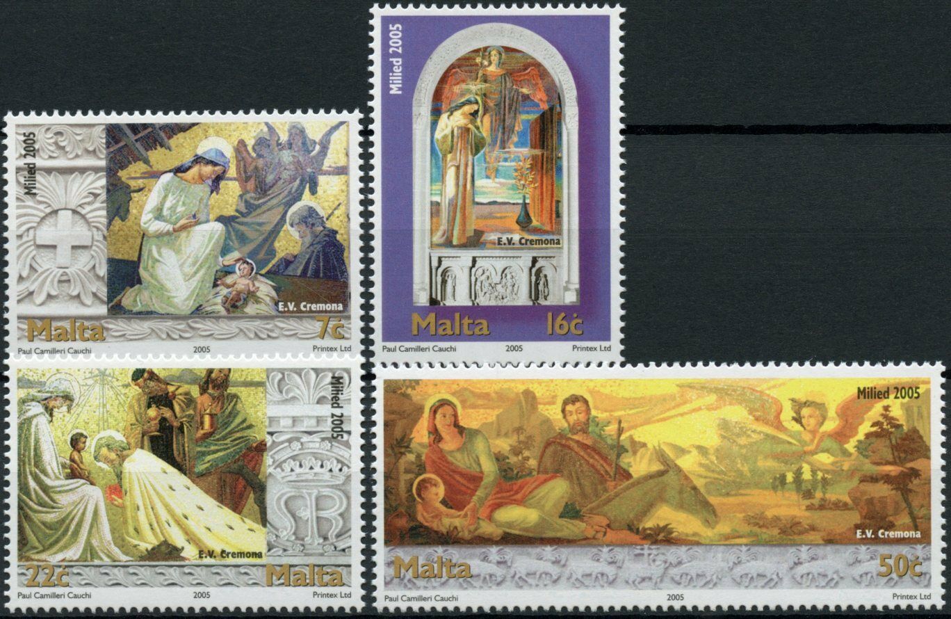Malta Christmas Stamps 2005 MNH Emvin Cremona Paintings Nativity 4v Set