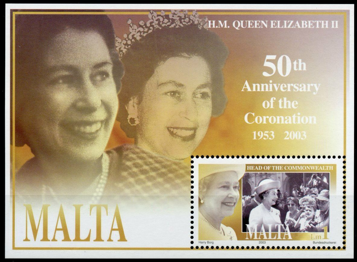 Malta Royalty Stamps 2003 MNH Queen Elizabeth II Coronation 50th Anniv 1v M/S