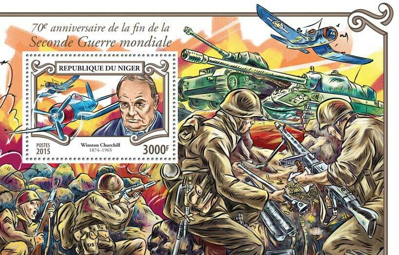 Niger Military Stamps 2015 MNH WWII WW2 Winston Churchill Aviation Tanks 1v S/S