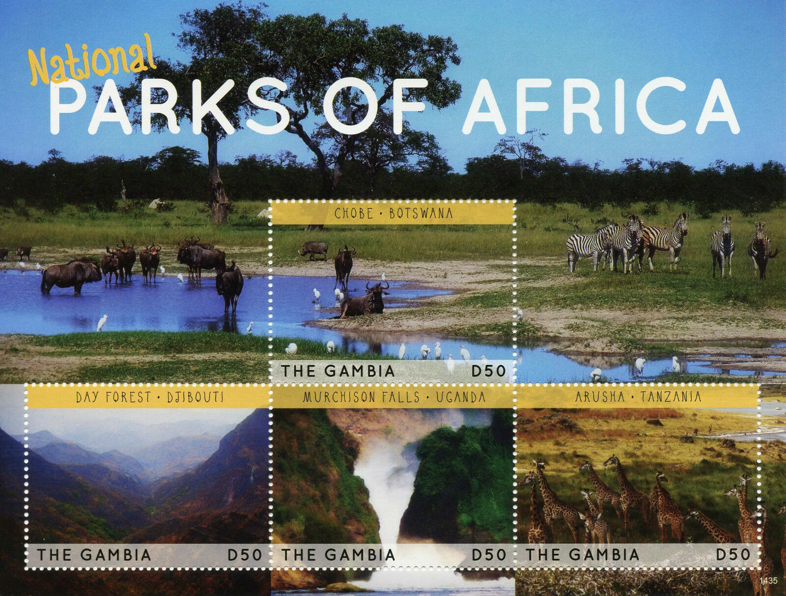 Gambia 2014 MNH Landscapes Stamps National Parks of Africa Animals 4v M/S II