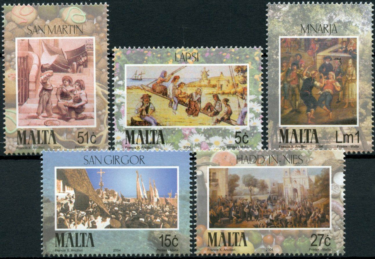 Malta Cultures Stamps 2004 MNH Festivals San Martin Mnarja Art Paintings 5v Set