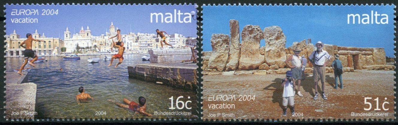 Malta Europa Stamps 2004 MNH Holidays Vacation Tourism Architecture 2v Set
