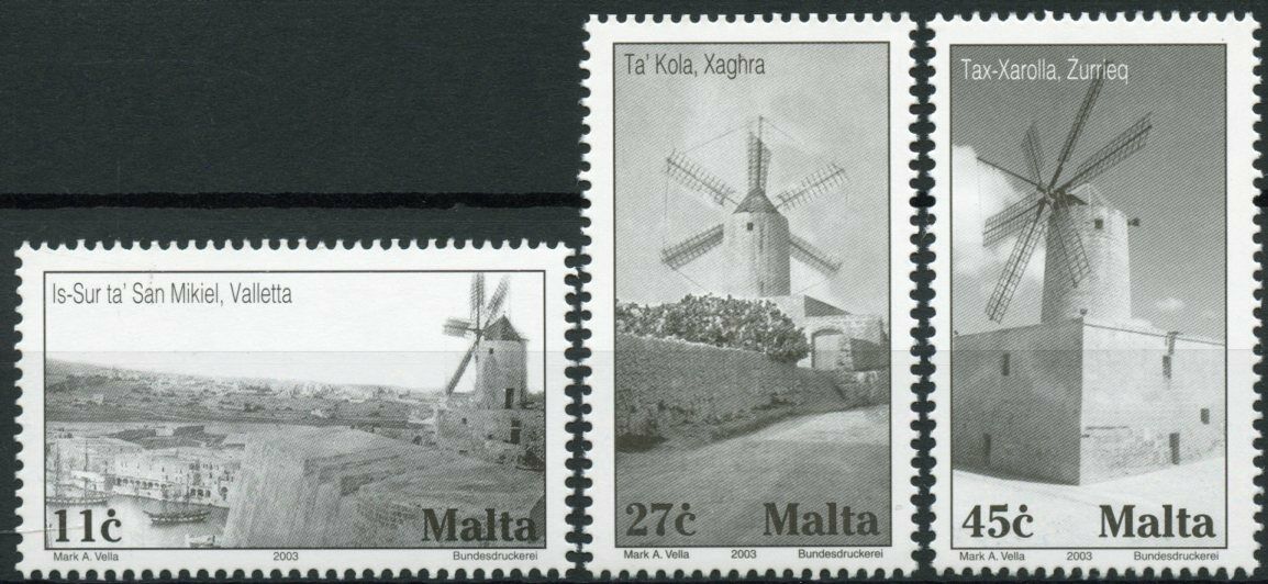 Malta Architecture Stamps 2003 MNH Windmills Tourism & Landscapes 3v Set