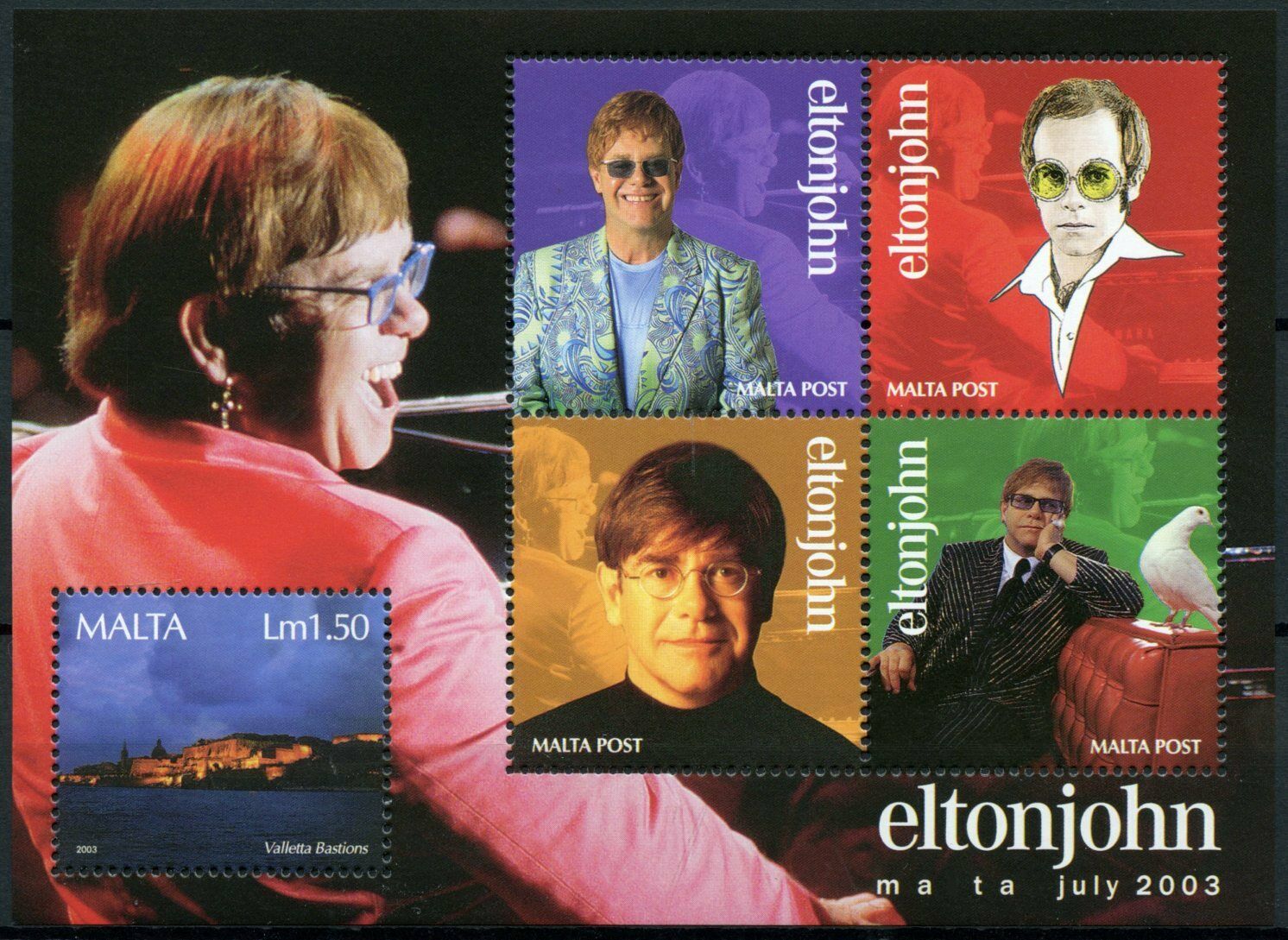 Malta Music Stamps 2003 MNH Elton John Granaries Concert Famous People 1v M/S