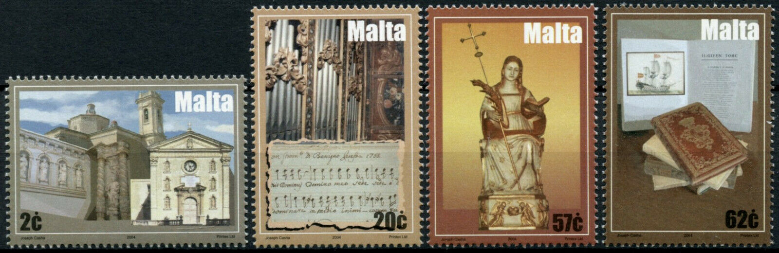 Malta Works of Art Stamps 2004 MNH Cathedrals Artefacts Organs Saints 4v Set