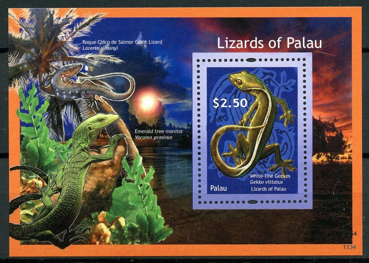 Palau 2011 MNH Reptiles Stamps Lizards of Palau White-line Geckos 1v S/S II