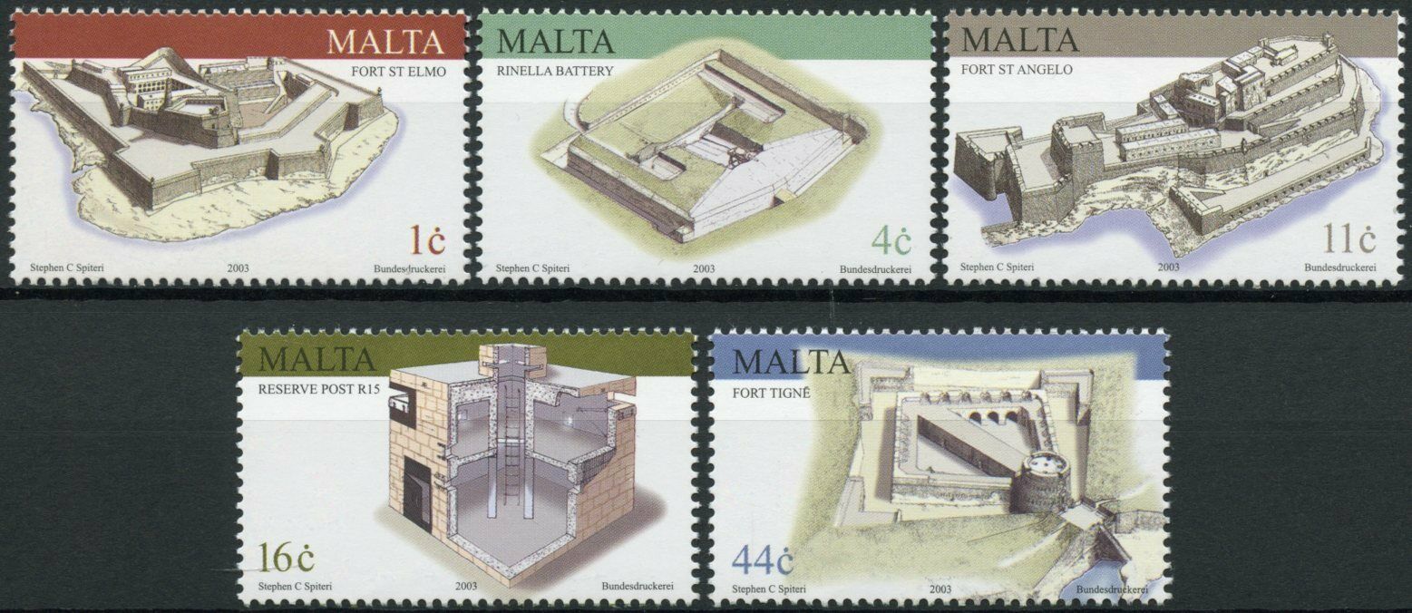 Malta 2003 MNH MIlitary Architecture Stamps Forts Battery Reserve Post 5v Set