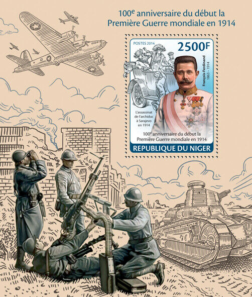 Niger Military & War Stamps 2014 MNH WWI WW1 Franz Ferdinand Aviation 1v S/S