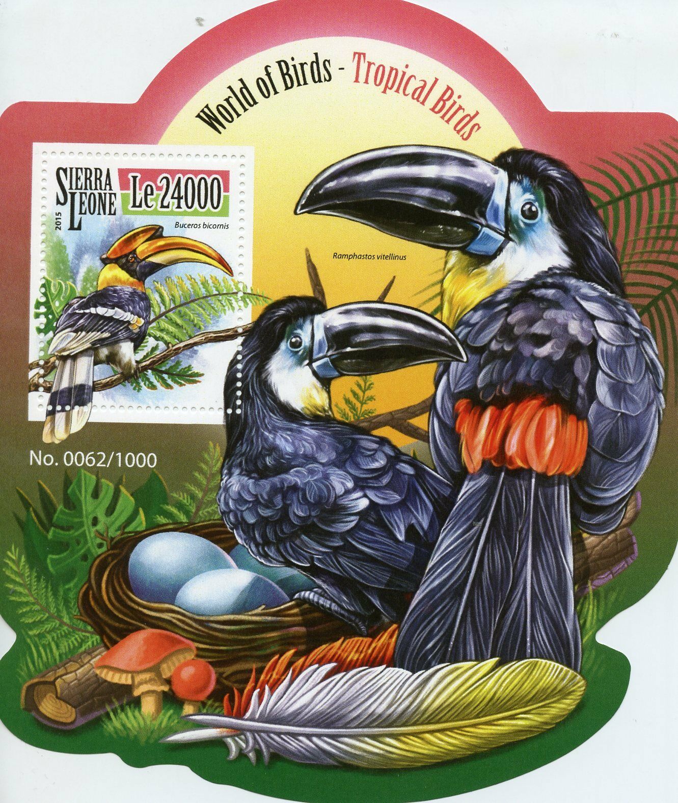 Sierra Leone 2015 MNH Tropical Birds 1v S/S Great Hornbill Toucans Stamps