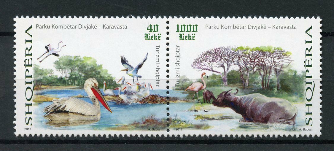 Albania 2017 MNH Divjake-Karavasta National Park 2v Set Pelicans Birds Stamps