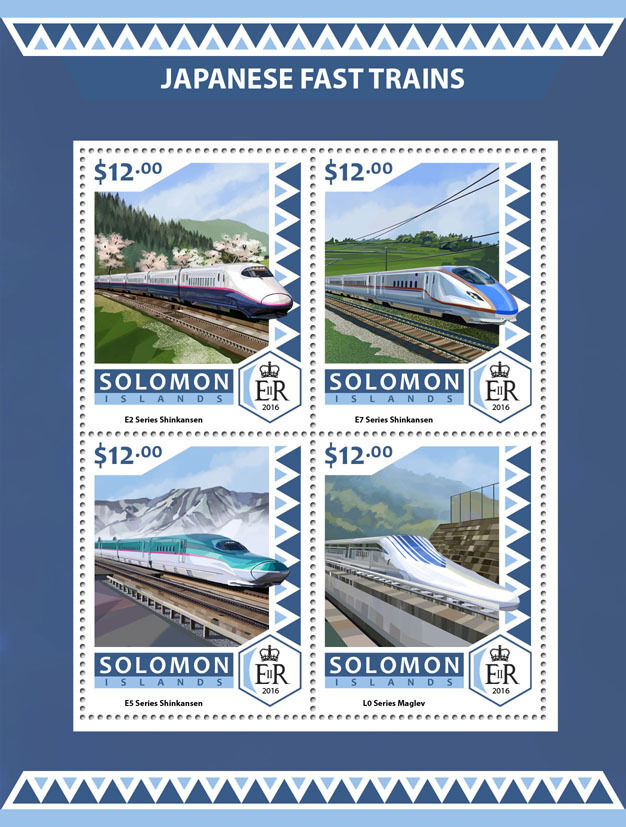 Solomon Islands 2016 MNH Japanese Fast Trains Shinkansen 4v M/S Mountains Stamps
