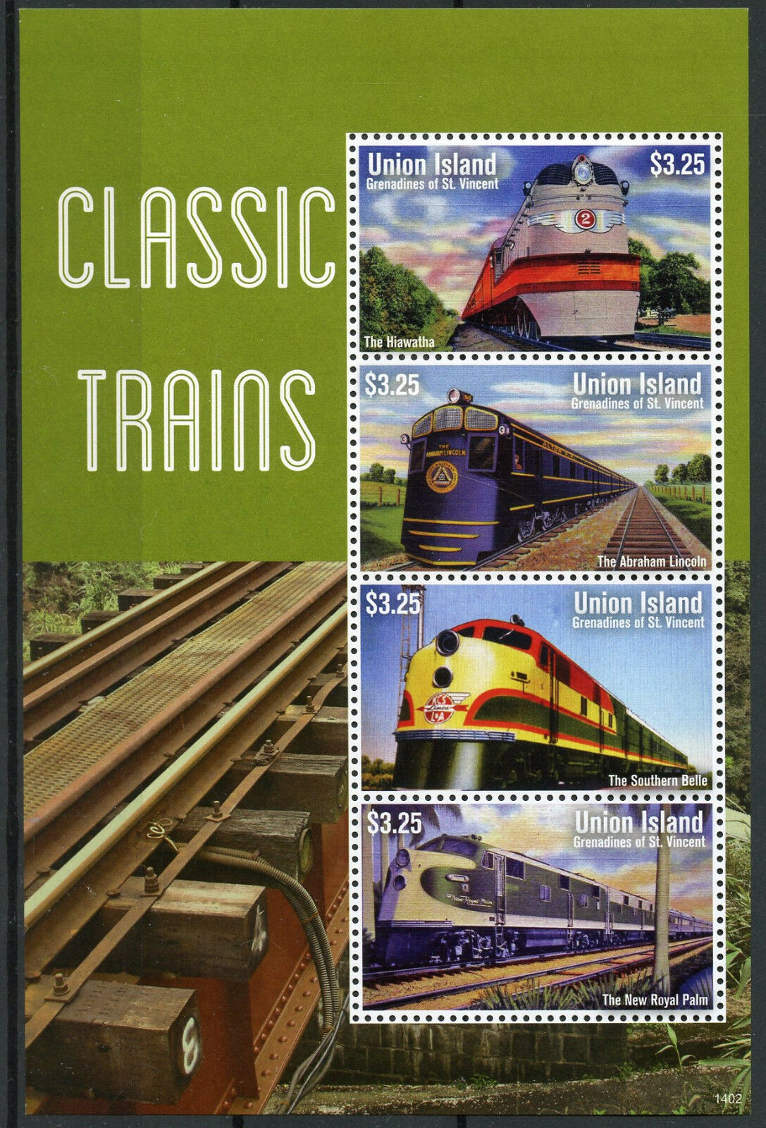 Union Island Gren St Vincent 2014 MNH Classic Trains Hiawatha Belle 4v MS Stamps