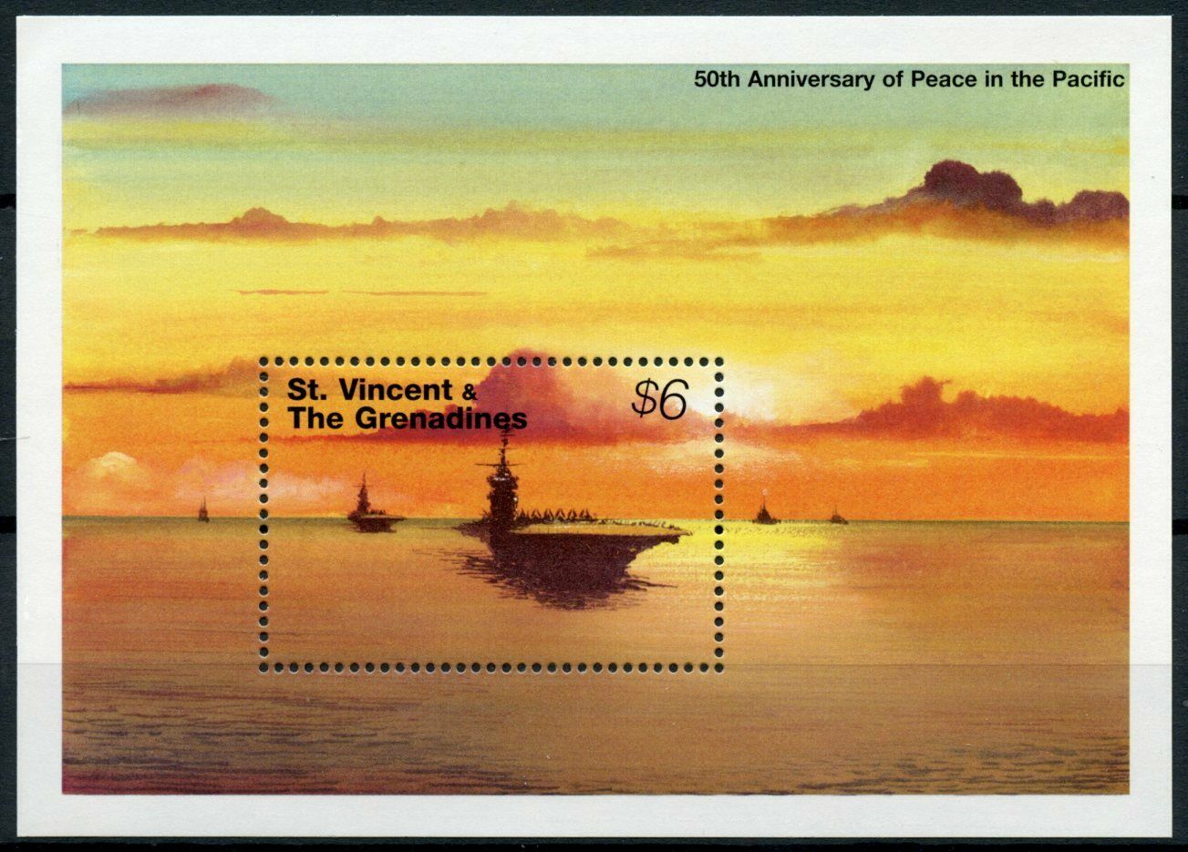 St Vincent & Grenadines Military Stamps 1995 MNH WWII WW2 VJ Day Ships 1v S/S