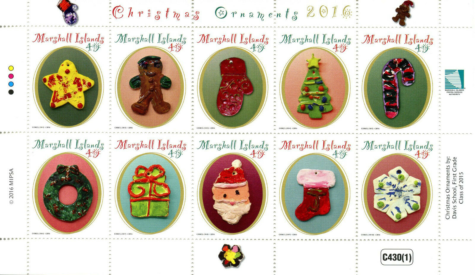 Marshall Islands 2016 MNH Christmas Ornaments 10v M/S Christmas Tree Stamps