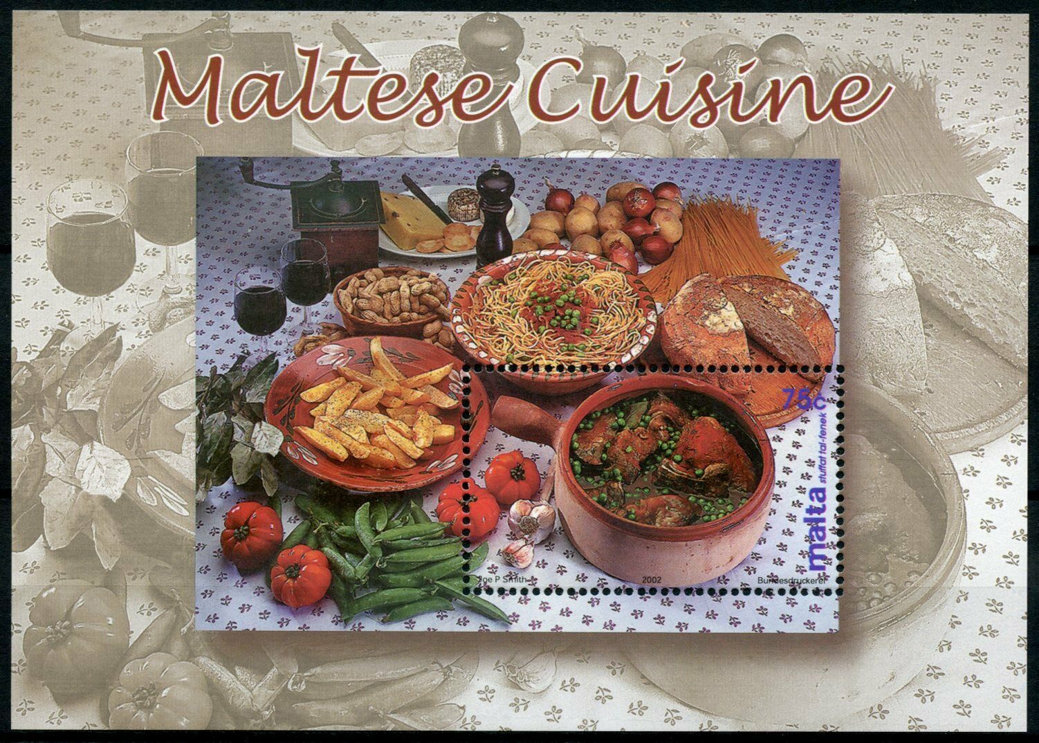 Malta Gastronomy Stamps 2002 MNH Maltese Cuisine Cooking Cookery Cultures 1v M/S