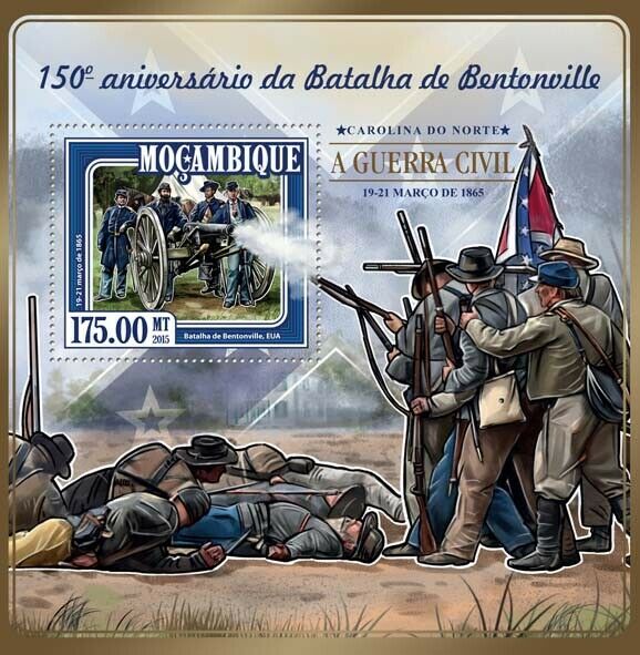 Mozambique Military Stamps 2015 MNH American Civil War Battle Bentonville 1v S/S