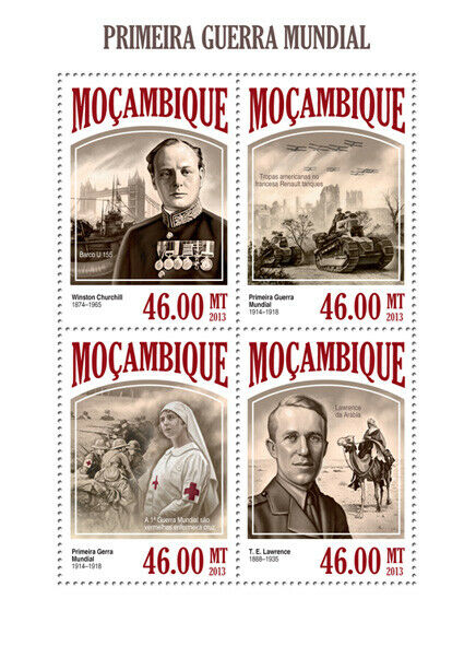 Mozambique 2013 MNH Military Stamps WWI WW1 Churchill Tanks Red Cross 4v M/S