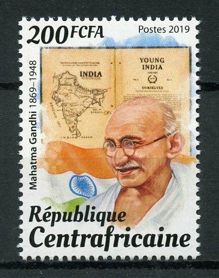 Central African Republic Mahatma Gandhi Stamps 2019 MNH Famous People 1v Set
