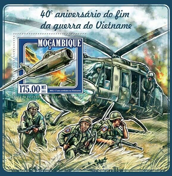 Mozambique Military Stamps 2015 MNH End Vietnam War Helicopters Aviation 1v S/S