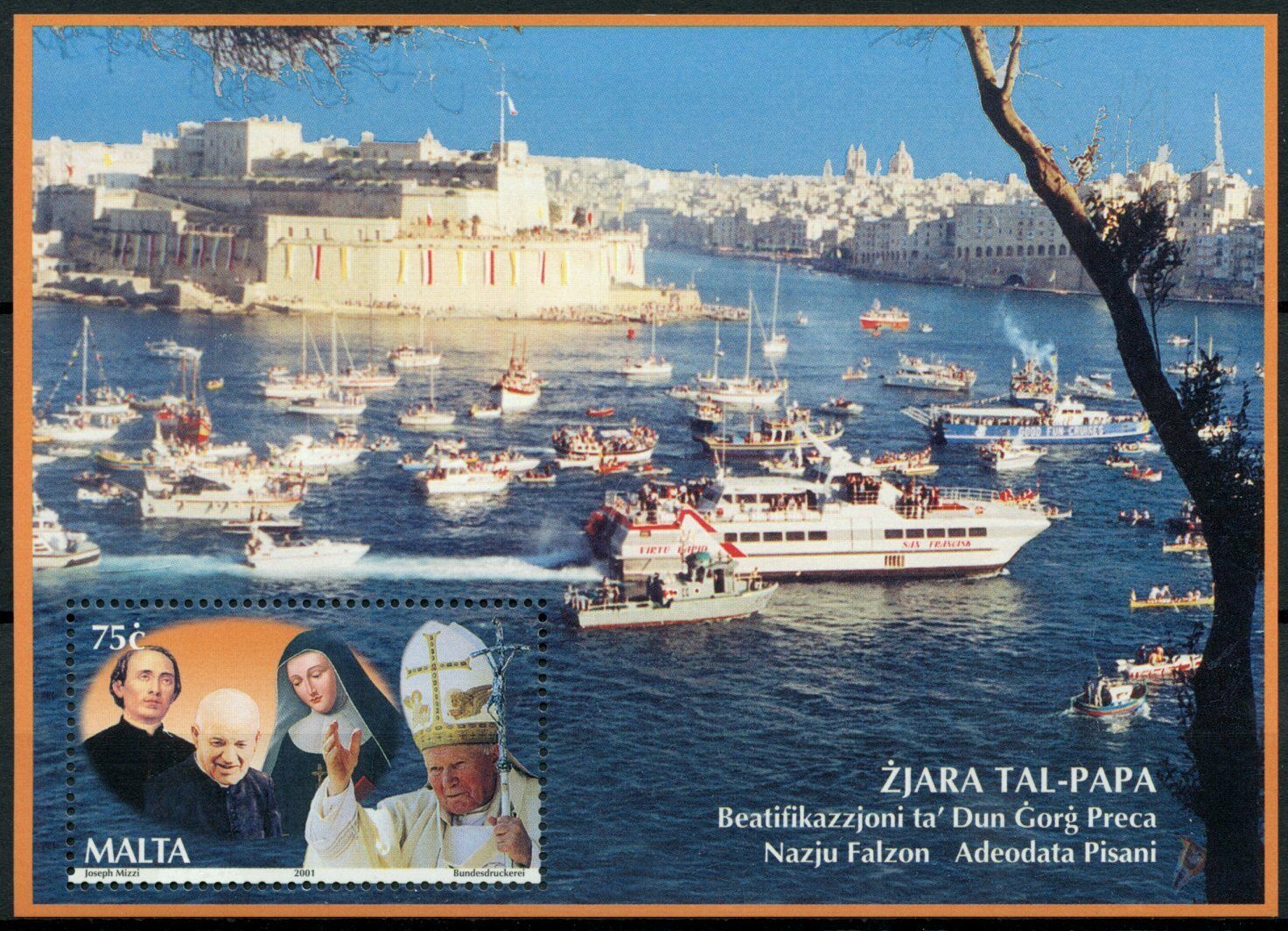 Malta Pope John Paul II Stamps 2001 MNH Visit Religion Historical Figures 1v M/S