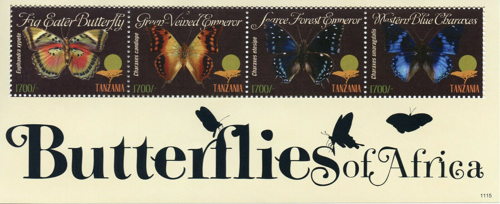 Tanzania Butterfly Stamps 2011 MNH Butterflies of Africa Charaxes 4v M/S II