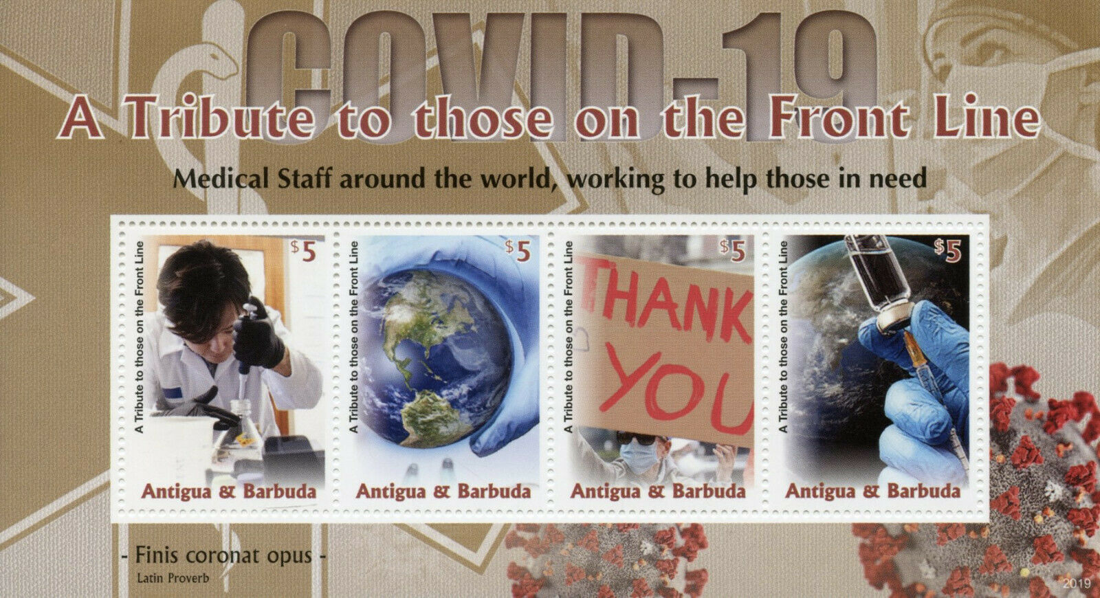 Antigua & Barbuda 2020 MNH Medical Stamps Corona Tribute to Front Line Covid-19 Covid 4v M/S