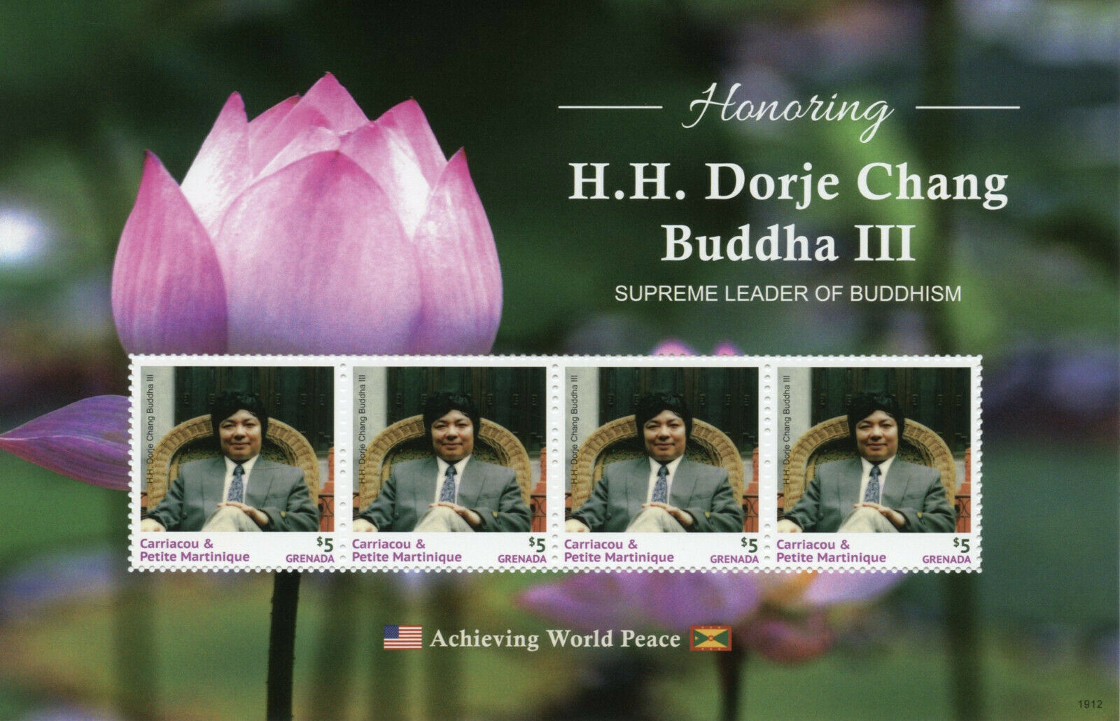 Grenadines of Grenada Stamps 2019 MNH Dorje Chang Buddha III Buddhism 4v M/S