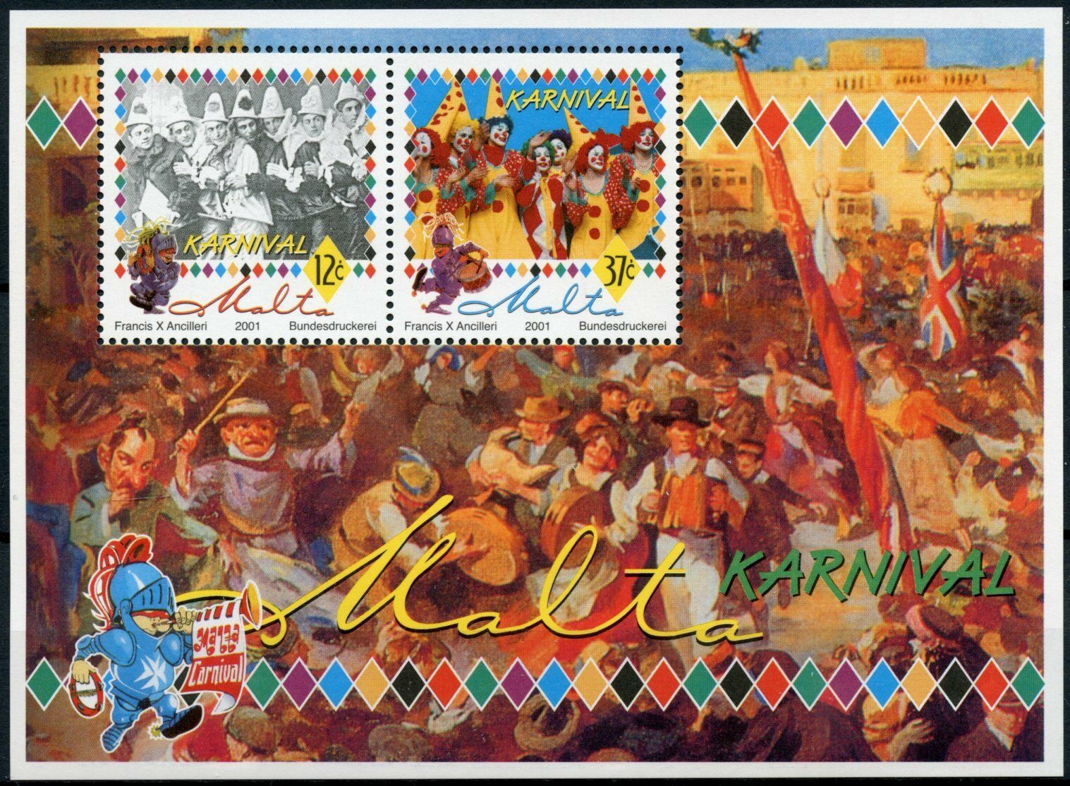 Malta Cultures Stamps 2001 MNH Maltese Carnival Festivals Clowns 2v M/S
