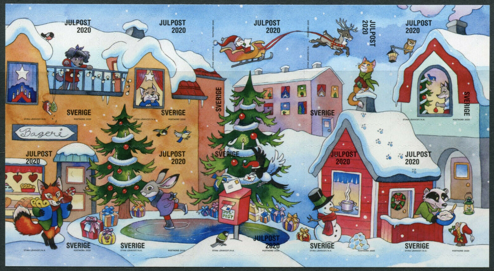 Sweden Christmas Stamps 2020 MNH Festive Scenes Trees Santa 10v S/A Booklet