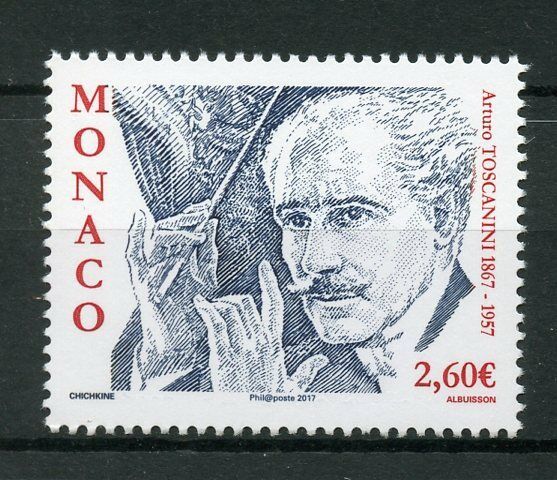 Monaco 2017 MNH Arturo Toscanini Conductor 150th Birth Anniv 1v Set Music Stamps