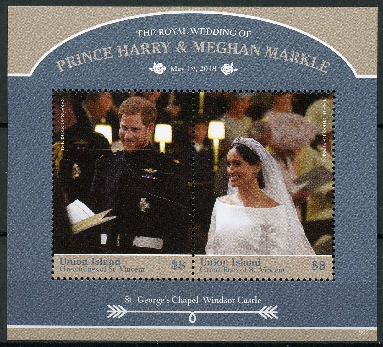 Union Island Gren St Vincent 2018 MNH Royalty Stamps Prince Harry Meghan Royal Wedding 2v S/S