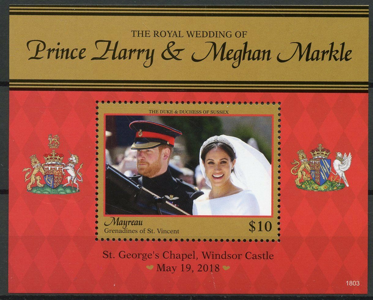 Mayreau Gren St Vincent 2018 MNH Prince Harry Meghan Royal Wedding 1v S/S Stamps