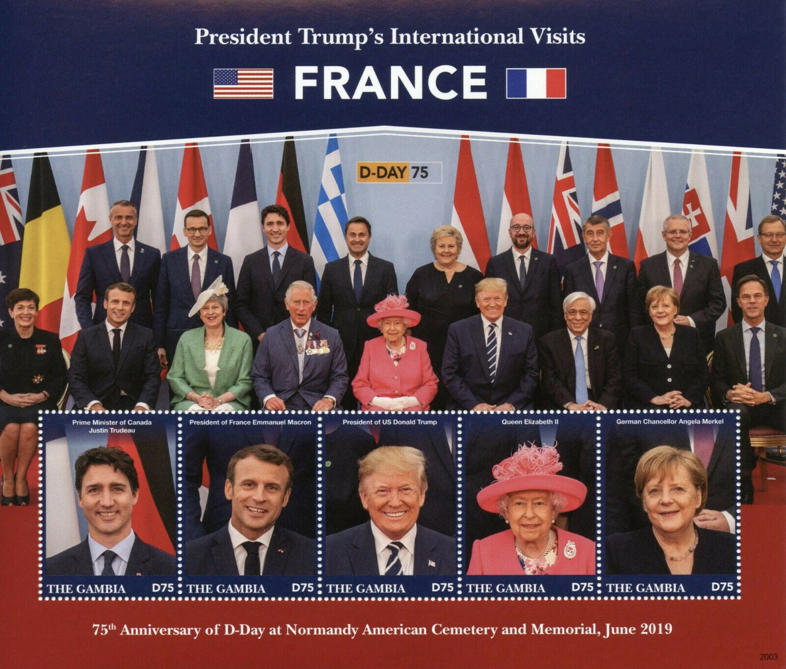 Gambia 2020 MNH Donald Trump Stamps France D-Day Queen Elizabeth II Macron 5v MS