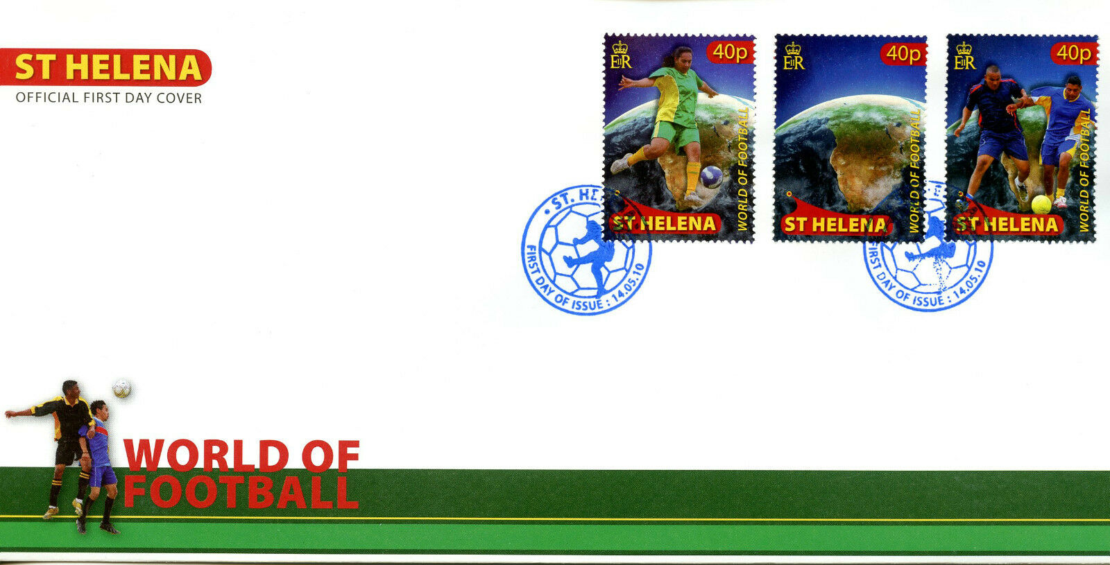St Helena 2010 FDC World of Football 3v Set Cover Soccer Sports Stamps